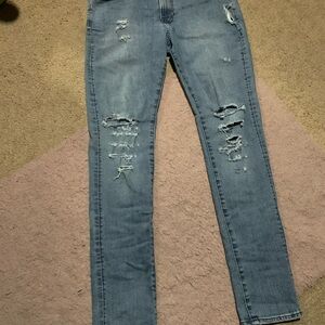 H&M Light Blue Distressed Slim Jeans